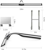 14-Inches Stainless Steel Shower Squeegee Set, Include Shower Door Hook, Adhesive Hook and Spare Silicone Blade, Window Squeegee for Shower Glass Door, Bathroom, Mirror, Window and Car Glass