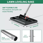 17" x 10" Lawn Leveling Rake with 78" Adjustable Stainless Steel Handle - Heavy Duty Grass Leveling Tool, Leveling rake for Lawn Care, Yard Leveler