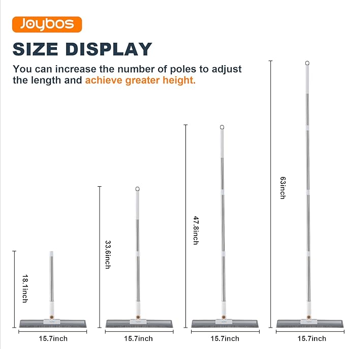 Rubber Squeegee Broom for Floor,Upgrade 62" Long Handle Window Squeegee, 2 Cleaning Cloths, Silicone Pet Hair Remover,Magic Broom Removes Water Spots, Stains, Grease, and Hair from Glass Surfaces.