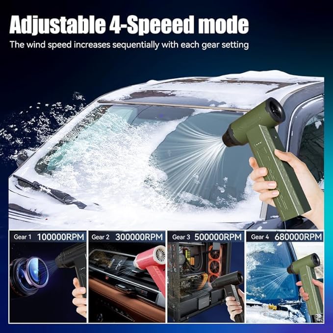 Compressed Air Duster 480000RPM Electric Air Duster Variable Speed 580G 4 Gear Adjustable Rechargeable Cordless Jet Dry Blower Turbo Fan Dryer Cleaning Air Blower Mini Car Vacuum Cleaner Rose Pink