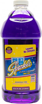 Sparkle Ammonia-Free Glass Cleaner Refill, Heavy Duty Streak-Free Window & Mirror Cleaner Spray, Original Formula, 2L Bottle (Pack of 2)