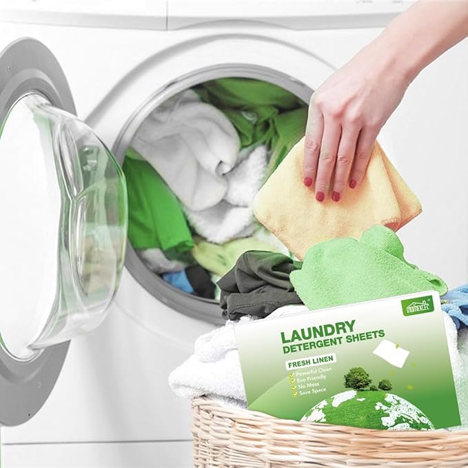 HOMEXCEL Laundry Detergent Sheets Fresh Scent Eco-Friendly, (200 Loads) 100 Washer Sheets, Plastic-Free, Liquid Less Clear Strips for Travel, Home Clothes Washing