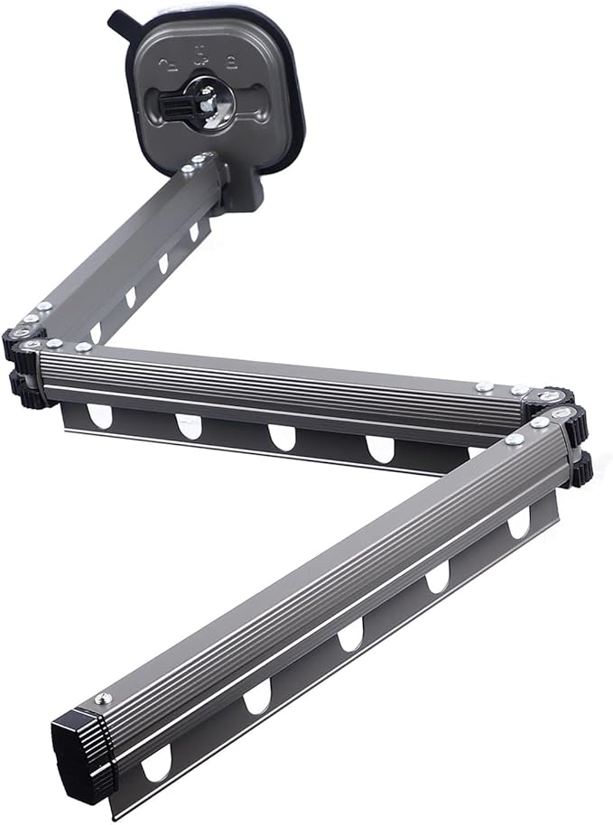 AUNMAS Wall Mounted Clothes Drying Rack, Retractable Clothes Hanger Rack Laundry Organizer Clothesline No Drilling Installation for Balcony Laundry Bathroom(Tri Fold Grey)