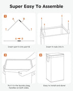 SOLEDI Laundry Hamper with Lid 100L Large & Tall Collapsible Laundry Basket, Clothes Hamper with Bag Removable Easy to Carry, Dirty Hampers for Bedroom, Bathroom, Dorm, College, Purple