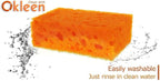 Orange Multi Use Scrub Sponge. Made in Europe. 18 Pack, 4.3x2.8x1.4 inches. Odorless Heavy Duty and Non Scratch Fiber. Durable and Delicate Scrubber for Oven and Stove, Bathroom and Basement