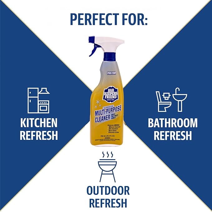 Bar Keepers Friend Soft Cleanser (13 oz) and MORE Spray + Foam (25.4 oz) Multipurpose Cleaner Bundle, Stain & Rust Remover for Multi Surface Bathroom, Kitchen & Outdoor Cleaning