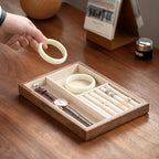 Black Walnut Wood Jewelry Tray with Velvet Lining, Multi-Functional Jewelry Organizer for Rings, Earrings, Necklaces & Bracelets, Drawer Jewelry Storage & Display Tray