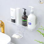 Acrylic Clear Shower Caddy Soap Dish 2pack Small Size 12.9"L 4.7"W 5.9"H Acrylic Shelves No Need To Drill Wall Adhesive Shelves With Self- Adhesive Tape For Bathroom Kitchen Rv(Shower Caddy S)