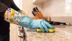 Household Gloves Latex-Free, 15" Long Cuff, Soft Lining, Adjustable Strap, Multi-Layer Protection, Flexible, Comfortable, Chemical-Resistant, Reusable for Cleaning, Dishwashing, 4 Pair Small