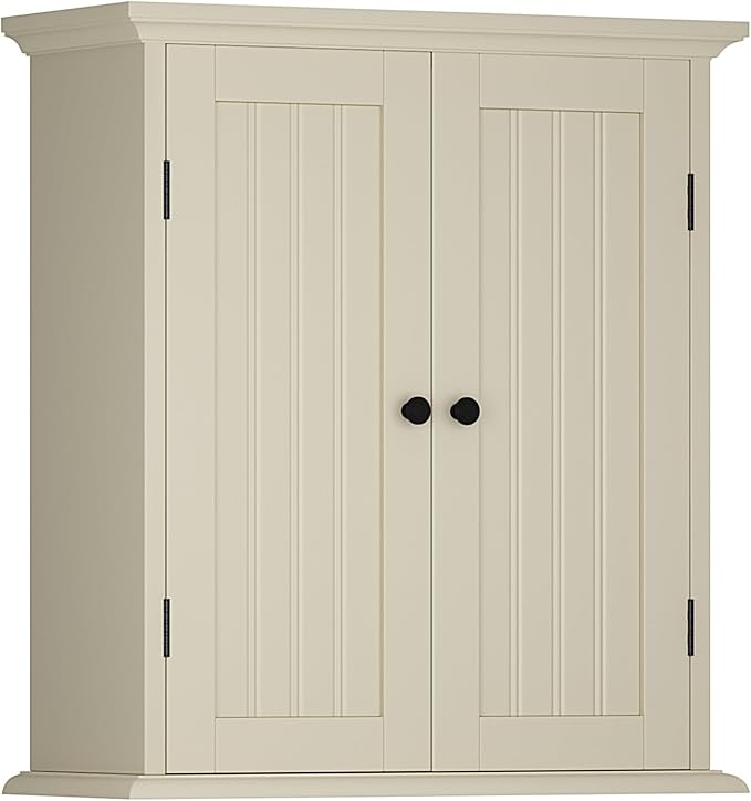 ChooChoo Bathroom Wall Cabinet, Over The Toilet Space Saver Storage Cabinet, Medicine Cabinet with 2 Door and Adjustable Shelves, Cupboard, Antique White & Brown