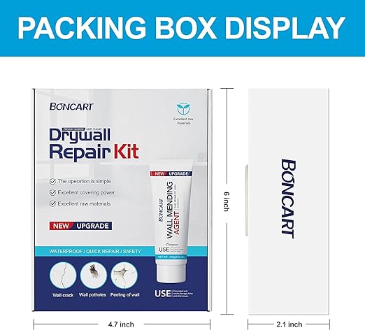 Wall Spackle & Drywall Repair Patch Kit with Mending Agent Putty, Repair Paste Plaster, Scraper & Sanding Sponge for Wall Crack/Nail Hole