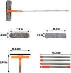 Window Cleaner Tool for Home, 3 in 1 Squeegee for Window Cleaning Kit for High Window with 1 Rotatable Head 3 Interchangeable Scrubber with Extension Pole ﻿