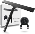 Shower Squeegee for Glass Doors 10" - All Purpose Squeegee for Window Bathroom Glass Mirror Bathroom Tile with Suction Cup Hooks - Black
