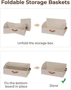 StorageWorks Closet Storage Bins, Trapezoid Organizer Box for Shelves, Fabric Clothes Bin, Foldable Organizing Baskets with Handles, Large, Brown and Beige, 3-Pack