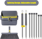 Broom and Dustpan Set with 54" Long Handle, Windproof Stand-Up Dustpan & Broom Combo with 8-Piece Cleaning Tool Kit for Home, Kitchen, Office & Pet Hair Cleaning
