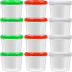 EONJOE 32oz Plastic Containers with Lids,Reusable Freezer Meal Prep Food Leftover Storage Jars Bowls Stackable,12-pack