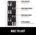 GORILLA GRIP Over the Door Shoe Organizer, 2 Pack, 24 Breathable Mesh Pockets, Space Saving Hanging Storage Holder, Closet Rack Hanger Holds Up to 40 lbs, Hangs on Closets, Shoes, Accessories, Black