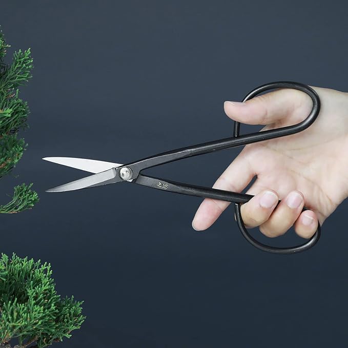 Wazakura Yasugi Steel Series Twig Bonsai Scissors Made in Japan 8-1/4inch (210 mm), Japanese Garden Snip Tools, Flower and Herb Trimming Shears - Yasugi Steel Twig Scissors