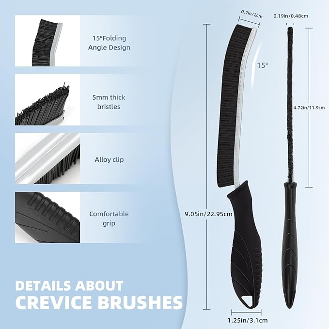 Hard Bristle Crevice Cleaning Brush-Thin Gap Scrub Brush, Small Cleaning Brush, Grout Brush, Kitchen Brush, Cleaning Tools for Toilet, Bathroom, Sink, Home, Household, Window (3, Light Blue)