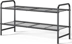 Kitsure Shoe Rack - Stainless Steel Shoe Organizer, Sturdy Shoe Rack for Closet and Front Door Entrance, Free Standing Shoe Shelf, Closet Organizers and Storage, 25.6" Wide - 2 Tier, Black