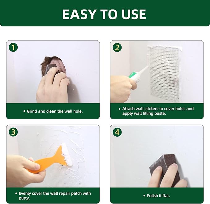 250g Wall Putty Hole Repair, Safe Wall Mending Agent, Drywall Repair Kit with Nozzle,Spackle for Drywall Paste, Easy to Fill Holes for Aluminum Metal Plaster Sheetrock Ceiling