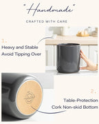 getstar Large Utensil Holder for Kitchen Counter,7.2" Grey Ceramic Utensils Crocks Utensil Organizer for Spatula Farmhouse Kitchen Decor