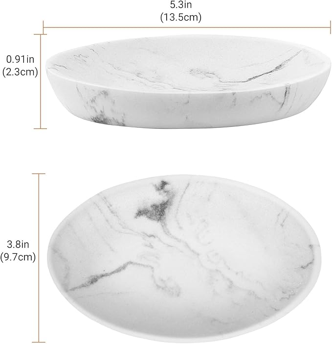 Shinowa Soap Dish, Resin Soap Saver Sponge Dish Tray Mini Storage Tray for Bathroom Bedroom Vanity Table Kitchen Counter-Top Organization, Gravel White