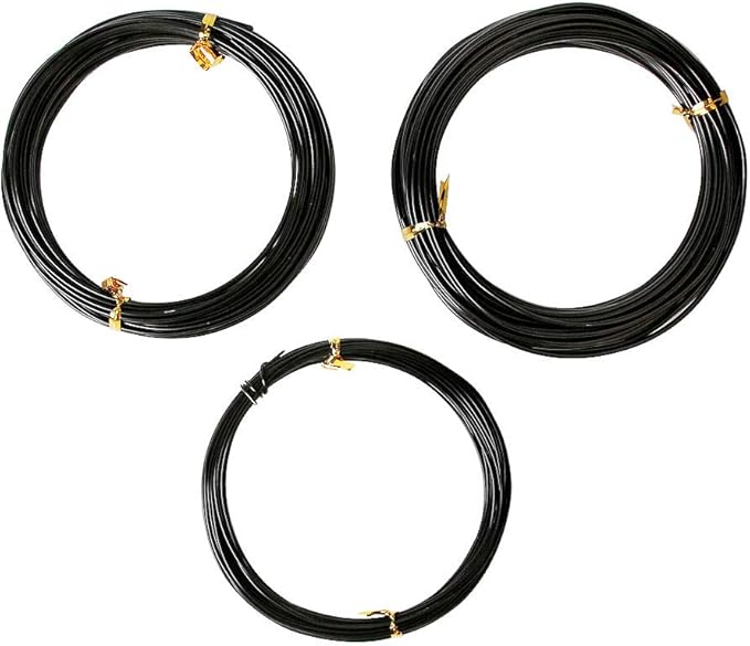 Quality Black Long Lasting Bonsai Training Wire Set of 3 Sizes - 1.0mm, 1.5mm, 2.0mm (32 Feet Each Size)