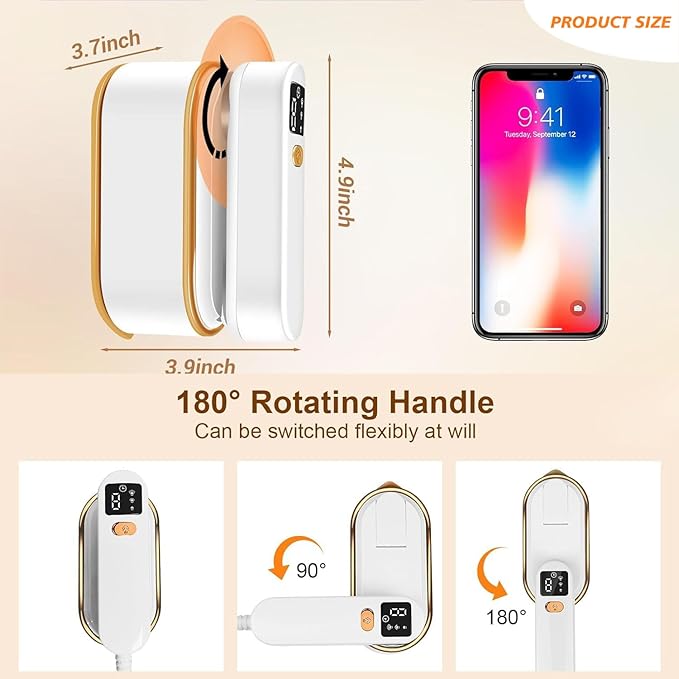 Steamer for Clothes, Wall Mounted Wet Dry Dual-purpose Portable Ironing Machine, 3 Level Adjustable Digital Display Screen 1200W High-power Steam Iron, Suitable for Home, Travel & Dormitory (White)