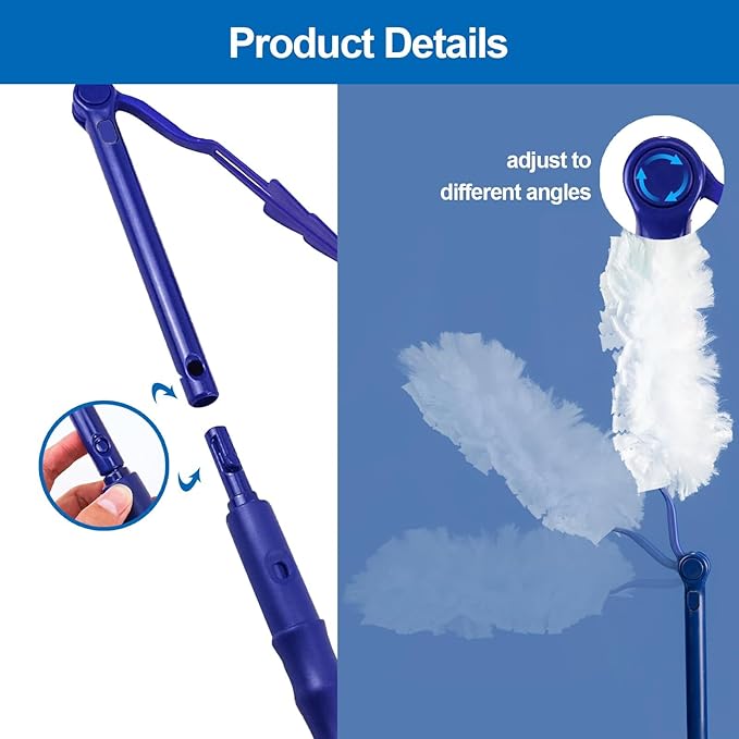 Replacement Handles Compatible with Swiffer Duster Refill, Swiffer Duster Extended Handle,Foldable & Extendable Dust Handle Only(Blue 5pcs)