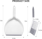 NACENA Dust Pan and Brush Set, Large Hand Broom and Dustpan Set Large Brush and Dustpan Set for Camping Broom and Dustpan Combo for Daily Cleaning Pet Hair Office Home Car, White & Gray