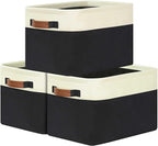 GhvyenntteS Large Fabric Storage Bins for Shelves with Metal Frame Opening & Hard Bottom Board, Collapsible Storage Baskets for Shelves 3 Pack, 15x11 Inch Baskets for Organizing Clothes Toys (Black)