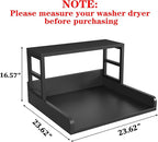 Washer Dryer Countertop with Shelf, 23.62″D x 23.62″W x 16.57″H, Countertop for Washer and Dryer Top with Non-Slip Pads and Edge Rails, Laundry Room Storage and Organization(Black)
