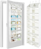 HOMELUX THEORY UPGRADED Over The Door Organizer Hanging - 100D EXTRA THICK & 50lbs HUGE CAPACITY 6 Large Front & 12 Side Pockets, Over The Door Shoe Organizer, Hanging Closet Organizer (Ivory, XL)