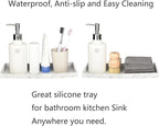 DNC Silicone Bathroom Vanity Tray for Counter, 7.9" Small Kitchen Sink Soap Tray for Dish Holder Dispenser Countertop Toilet Tank Desk Organizer