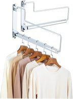 NEWRAIN Chrome Clothes Drying Rack, Wall Mounted Swing Arm Hanger for Laundry Room, Garage, Indoor & Outdoor Use