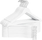StorageWorks White Wooden Hangers 20 Pack, Heavy Duty Wood Hangers for Closet, Clothes Hangers for Coats, Bridesmaid Suits, Wedding Dress