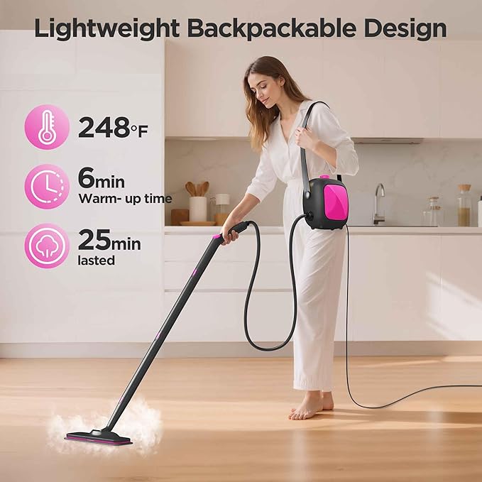 Steam Cleaner,Heavy-duty Steam Cleaners for Home,Detachable Handheld Steamer for Cleaning,248°F Steam Mop for Floors, Cars,Furniture,Tiles, Kitchen,Bathroom,Grout and More,21-Piece Kit Include