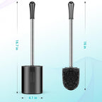 Toilet Brush, Compact Size Toilet Bowl Brush with Stainless Steel Handle, Small Size Plastic Holder Easy to Hide, Space Saving for Storage, Drip-Proof, Easy to Assemble, Deep Cleaning Black