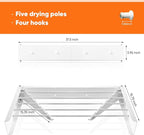Clothes Drying Rack 31.5 inches Foldable Wall Mount Laundry Rack Folding Indoor Drying Rack Clothing Collapsible Hidden Space Saver with Wall Template 5 Rods White