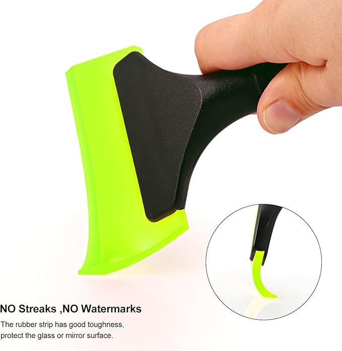 EHDIS Small Squeegee 5 inch Rubber Window Tint Windshield Scraper for Car,Glass, Mirror, Shower, Door,Bathroom Cleaning (Green)
