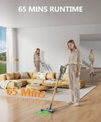 Cordless Vacuum Cleaner, 580W/48KPA/65Mins Vacuum Cleaners for Home, Super 1.8L Cup& Large LED Screen Stick Vacuum Anti-Tangle, Lightweight Cordless Vacuum with Charging Dock for Pet Hair/Carpet/Floor