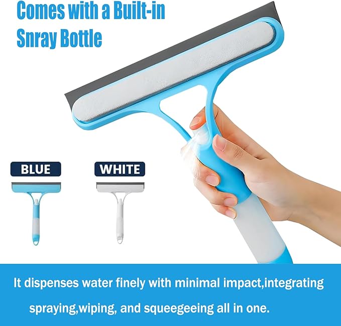 3 in 1 Spray Squeegee, 3 in 1 Window Cleaning Scraper, Window Squeegee with Spray, WindowSqueegee Cleaner Tool with SprayBottle for Glass, Flooring and Tiles, etc (White)
