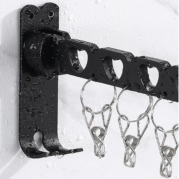 Wall Mounted Clothes Drying Rack,Foldable Laundry Coat Organizer,Retractable Folding Indoor&Outdoor Wall Mount Hanger for Laundry Room Bedroom,Perfect for Small Spaces (Space Gray, 2 Pieces)