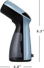 Sunbeam 1000W Compact Handheld Steamer for Clothes, Portable, Travel Steamer, Non-Stick Head, 30s Heat Up, 8 Minutes Continuous Steam, 110ml Water Tank, Bristle Brush, Storage Bag, Blue/Black