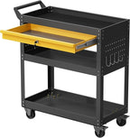 3 Tier Rolling Tool Cart on Wheels, Heavy Duty Utility Cart, Work Cart with Drawers and Pegboards, 440 LBS Loading Capacity Tool Storage Trolley for Mechanic, Garage, Workshop