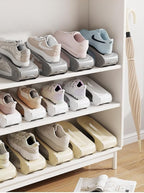 Shoe Slot Organizer, 4-Speed Adjustable Shoe Organizer Slots, Space-Saving Storage Rack for Slippers or Shoes (White/Yellow/Gray) (8Pack/12Pack/20Pack) (Yellow, 12 Pack)
