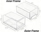 2 Pack Stackable Pull-Out Storage Drawers，Plastic Clear Organizer Bins with Handles，Easily Clean for Craft, and Toy Organization，Kitchen Undersink，Cabinet，Fridge，Closet，Pantry，Office，Bathroom