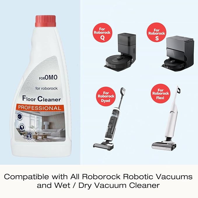 Floor Cleaning Solution Compatible With Roborock Robot Vacuum And Mop Cleaner， Deep Cleans For Multiple Hard Floors, Suitable With All Robot Vacuums With Mopping (3 Bottle)