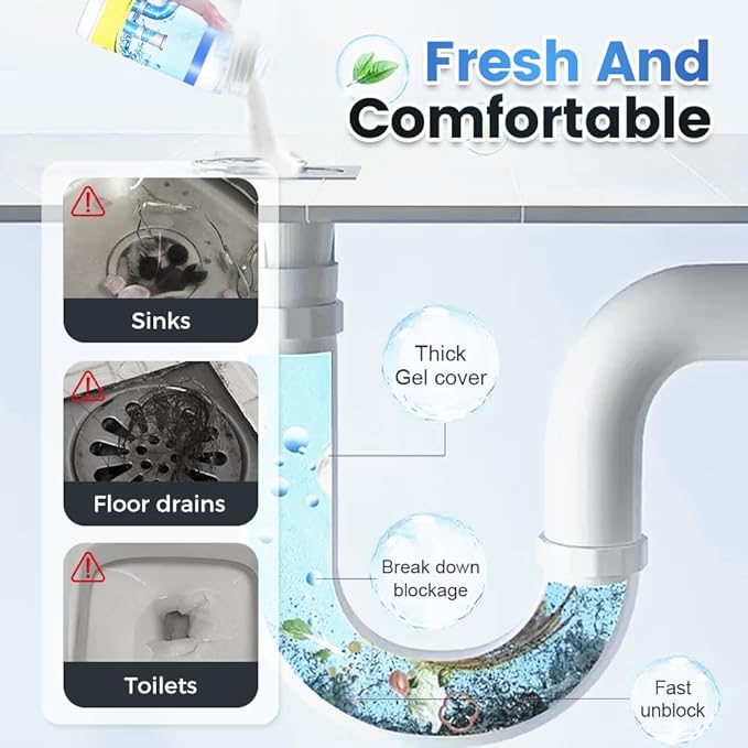 2026 New Multi-functional Sink & Drain Cleaner Powder Quick Foaming Heavy Duty Clog Remover for Kitchen Bathroom (2PCS)